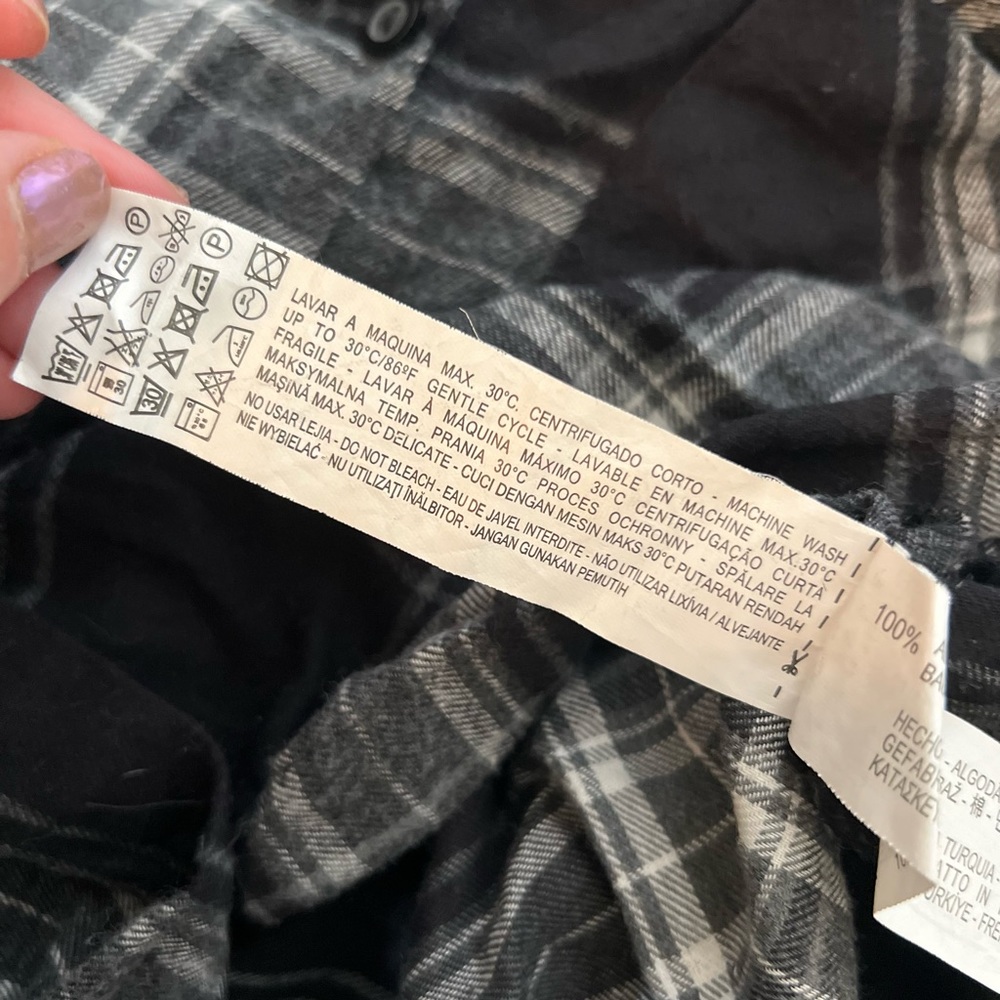 Zara Basic Black & White Oversized Flannel Shirt … - image 6